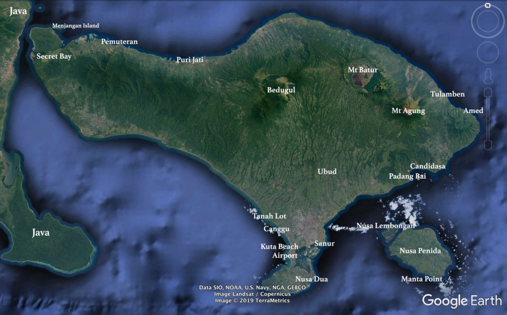 Bali Dive Location Map